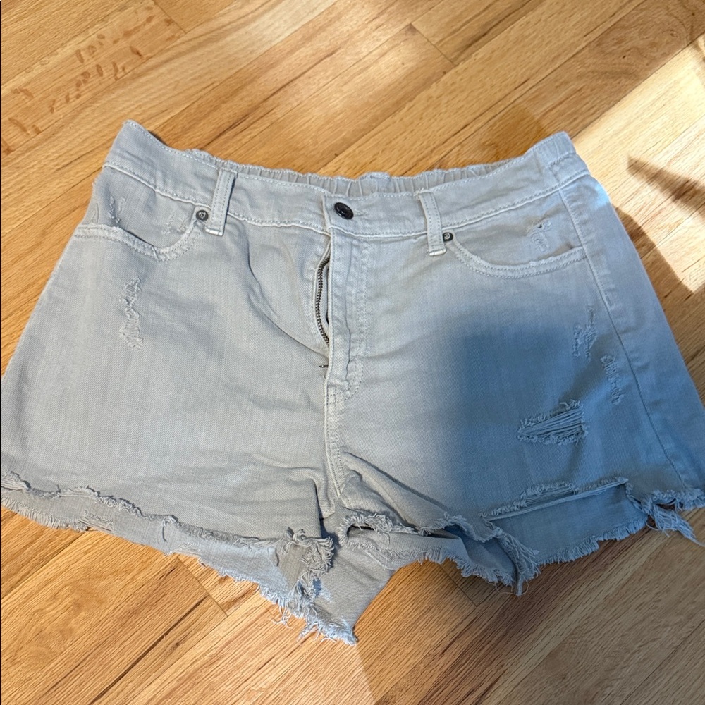 Aerie Light Gray Distressed Jean Shorts